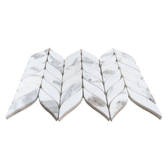 Calacatta Gold Italian Marble Leaf Shape Mosaic Tile Honed (Matte)