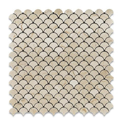 Crema Marfil Scallop Mosaic Tile Polished- 1 piece