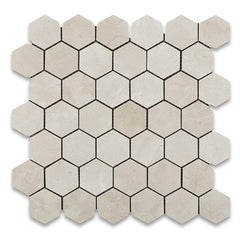 Tenedos Crema Marfil 2" Hexagon Mosaic Tile Polished/Honed