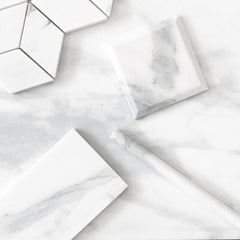 4x4 Calacatta Gold Italian Marble Subway Tile Wide Beveled Honed (Matte)