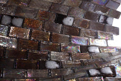 Glossy Dark Brown Wet Look Glass Mosaic Tiles
