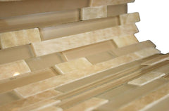 Glossy Caramel Onyx Random Brick Pattern Glass Mosaic Tiles