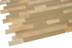 Glossy Caramel Onyx Random Brick Pattern Glass Mosaic Tiles
