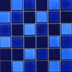 Cobalt blue with Navy Blue and Sky Blue Square 2x2 Porcelain Mosaic Tile for Floor and Wall Tile, Pool Tile, Bathroom and Kitchen Walls Kitchen Backsplashes - Tenedos
