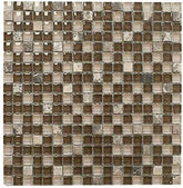 Brown with Dark Emperador Square Glass Mosaic Tile for Bathroom and Kitchen Walls Kitchen Backsplashes By Vogue Tile - Tenedos