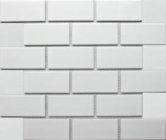 White Tile Ceramic Subway Brick Gloss Finish 2" X 4" for Wall Tile, Backsplash Tile, Bathroom Tile on 12x12 Mesh for Easy Installation for Wall Tile Backsplash Tile Bathroom Tile
