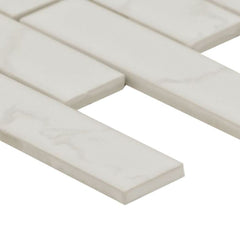 1x4 Andalusian Carrara White Greyish Marble Look Matte Porcelain Wall Tile for Kitchen Backsplash, Bathroom Wall, Accent Wall