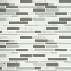 Milano Classic Carrara White and Greys Glass with Marble Stone Mosaic Wall Tile for Kitchen and Bathroom Backsplash, Shower Wall Tile, Accent Wall