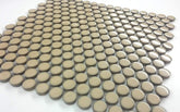 Camel Coffee Brown Penny Round Vintage  Porcelain Mosaic for Bathroom Floors and Walls, Kitchen Backsplashes, Pool Tile