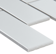 2" X 6" White Porcelain Brick Mosaic Tile - Matte Finish , Wall Tile, Backsplash Tile, Bathroom Tile (Box of 15 Sheets)