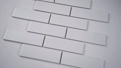 2" X 6" White Porcelain Brick Mosaic Tile - Matte Finish , Wall Tile, Backsplash Tile, Bathroom Tile (Box of 15 Sheets)