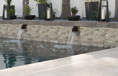 Silver Travertine Splitface Stacked Ledger Wall Panel 6 in. x 24 in. Natural Marble Wall Tile for Accent Walls Kitchen Backsplash Fireplace