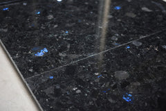 Deep Black and Spark Blue Dot Granite Flooring Bathroom Wall Backsplash Entrance Foyer Fireplace Kitchen Countertops - 12 x 12 Polished Tile