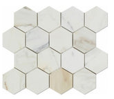 Calacatta Gold Marble 3" Hexagon Mosaic Tile for Kitchen Backsplash Bathroom Flooring Shower