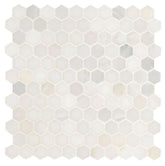 White Creamy Brownish Champagne Hexagon 1 in. Marble Floor Wall Tile Polished for Kitchen Backsplash, Bathroom Shower, Fireplace, Accent decor (Box of 10 Sheets)