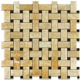 Luxurious Mosaic Surface with Warm Honey Shades and Polished Accents - Ideal for Bathrooms and Kitchens