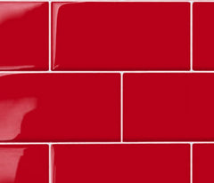 Red 3x6 Ceramic Glossy Subway Wall Tile- 48 pcs/carton (6 Sqft) by Tenedos for Kitchen Backsplash, Bathroom Shower, Accent Decorative Wall