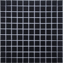 Retro Square 1x1 Porcelain Floor and Wall Tile Matte Black for Kitchen Backsplash, Bathroom Shower, Accent Decor