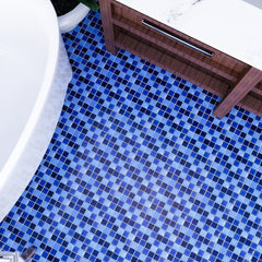 Blues Square 1x1 Porcelain Mosaic Tile for Floor and Wall Tile, Pool Tile, Bathroom and Kitchen Walls Kitchen Backsplashes - Tenedos