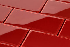 Ruby Red 3x6 Subway Glass Wall Tile for Bathroom Shower, Kitchen Backsplash, Accent Décor