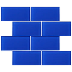 Premium Quality Blue 3x6 Glass Subway Wall Tile for Bathroom Walls, Kitchen Backsplashes by Tenedos