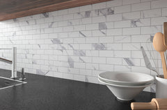 Classic Statuary Ceramic Glossy Subway Wall Tile 4"X12" (Box of 9.69 Sq.ft) for Kitchen Backsplash Bathroom Wall