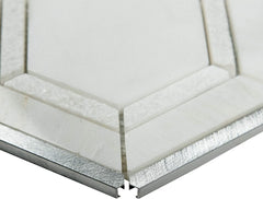 Tenedos MS International Medici Silver Pattern 12.44x10.83 Marble Mesh-Mounted Mosaic Wall Tile, Floor and Countertop Gray, White, Silver
