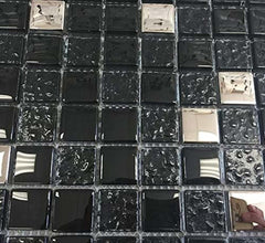 Cosmic 1x1 Black Glass Mosaic Wall Tile