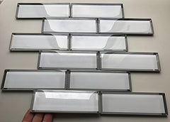White Glass Mirror Beveled 2'' x 6'' Subway Tile Kitchen Backsplash Idea Bath Shower Wall Mosaics - Shipment