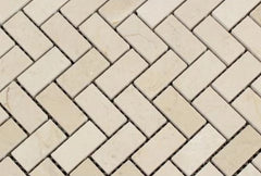 Crema Marfil Marble 1x2 Herringbone Mosaic (Honed) by Vogue Tile
