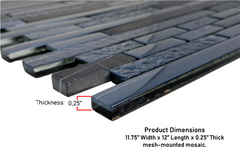 Premium Quality Nero Marquina Polished Black Glass Mixed Mosaic Random Pattern Tile for Backsplash and Bathroom Wall Designed in Italy (12x12) By Vogue tile