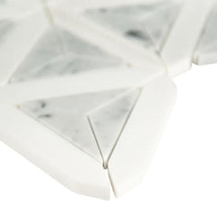 Kite Geometric Carrara White and Grey Marble Floor and Wall Mosaic Tile for Bathroom Walls, Kitchen Backsplashes, Fireplace Surround, Artistic Insets, Accent Wall