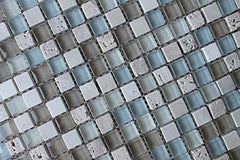 10 Sq Ft - Bliss Spa Stone and Glass 5/8 x 5/8 Square Mosaic Tiles - bathroom walls/ kitchen backsplash
