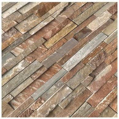 Tenedos Golden White Ledger Panel 6x24 Natural Quartzite Slate Wall Tile