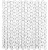 Penny Round Tile Arctic White Porcelain Mosaic Floor Wall Tile backsplash Matte Look for Bathroom Shower, Kitchen, Accent Decor, Fireplace