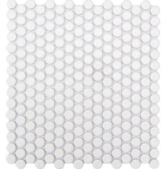 Penny Round Tile Arctic White Porcelain Mosaic Floor Wall Tile backsplash Matte Look for Bathroom Shower, Kitchen, Accent Decor, Fireplace