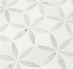 La Fleur Bianco Dolomite with Carrara Floral Marble Polished Pattern for Floor and Wall Tile, Kitchen Backsplash, Accent Wall Tile - 5 Sheet Pack Set(3.1 Sq.ft)