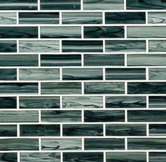 2X6 Ombre Brick Pattern Light Greenish Blue Stripe Glass Mosaic Tile for Kitchen Backsplash, Wall Tile for Bathroom, Shower Wall Tile, Accent Wall