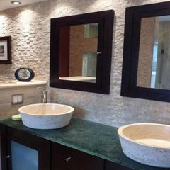 Tenedos Light 1x2 Splitface Travertine Mosaic Wall Tile Kitchen Backsplash, Accent Wall, Fireplace Surround