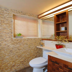 Roman 1 X 2 Split-Faced Travertine Brick Mosaic Tile ( on 12" x 12" Mesh Sheet)