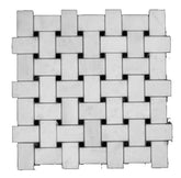 Statuary Crystal Marble Italian White Statuario Basketweave Mosaic Floor Wall Tile with Nero Black Dots Polished