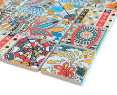 2 in. Square Marble Mosaic Painted with Inject Colorful Maiolica Style Mesh-Backed for Wall and Floor, Backsplash, Kitchen, Bathroom, Accent Wall, Fireplace Surround by Tenedos