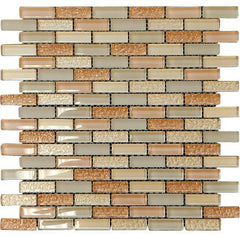 Nude Crystal Glass Mosaic Tile Brick Pattern (Glossy&Matte)