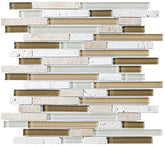 Bliss Bamboo Stone and Glass Linear Mosaic Tiles - Bathroom Walls/Tub Surround/Kitchen Backsplash