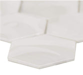 Tenedos Natural Pearl Hexagon 3 in. Glass Mosaic Wall Tile for Kitchen Backsplash, Bathroon Wall, Accent Wall