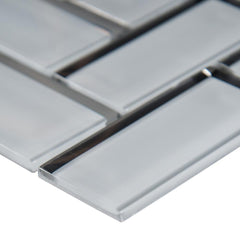 MSI Ice Bevel Herringbone 11.08 in. x 13.86 in. x 8mm Glass Mesh-Mounted Mosaic Tile