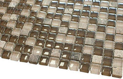 Brown with Dark Emperador Square Glass Mosaic Tile for Bathroom and Kitchen Walls Kitchen Backsplashes By Vogue Tile - Tenedos