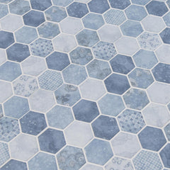 MSI Vista Azul Hexagon 12 in. x 12 in. x 6mm Glass Mesh-Mounted Mosaic Tile