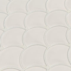 MSI White Glossy Fish Scale Porcelain Mesh-Mounted Mosaic Wall Tile (Box of 15 Sheets)