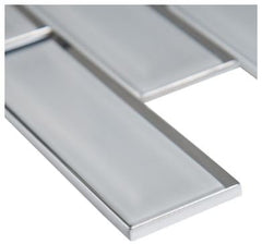 Ice Bevel Subway 11.73 in. x 11.73 in. x 8 mm Glass Mesh-Mounted Mosaic Tile (2"x6" Mosaic Chips) (Box of 10 Sheets) - Tenedos